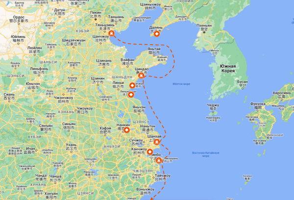 Карта северных и центральных портов Китая — Авангард Директ